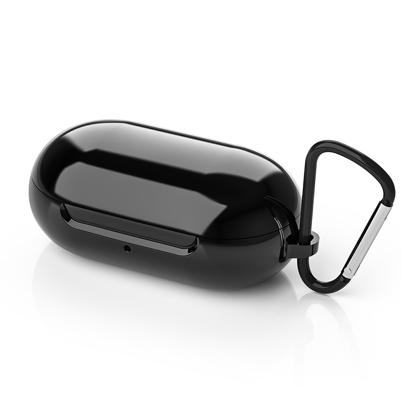 For Samsung Galaxy Buds / Plus Case with Keychain, Protective Earbuds Cover, Metallic Black